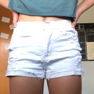 Pacsun white ripped jean shorts